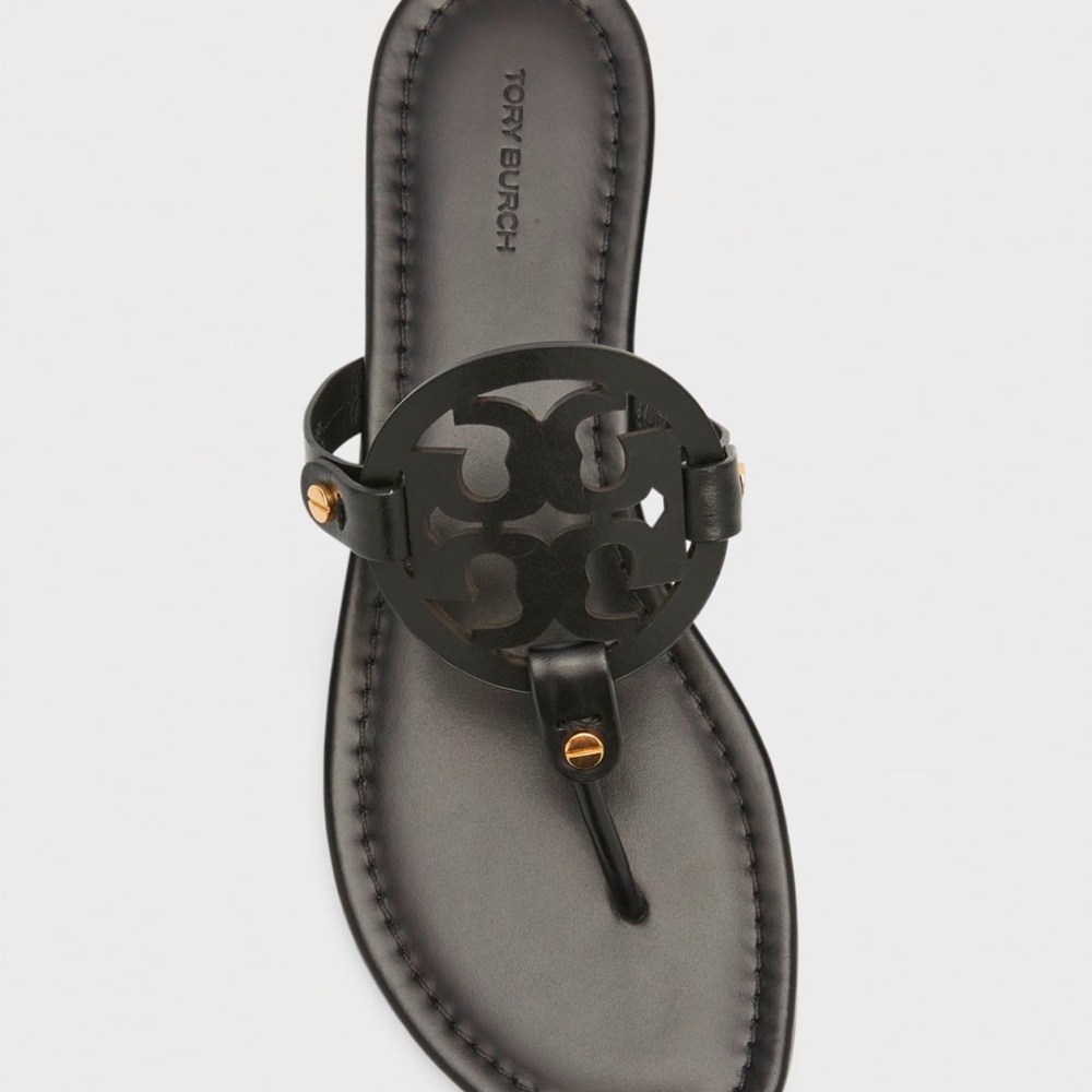 ***BRAND NEW*** Tory Burch Black Miller Leather Sandals - Picture 2 of 5